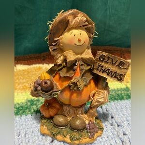 Fall Harvest Scarecrow Friendly Resin Figure Decor